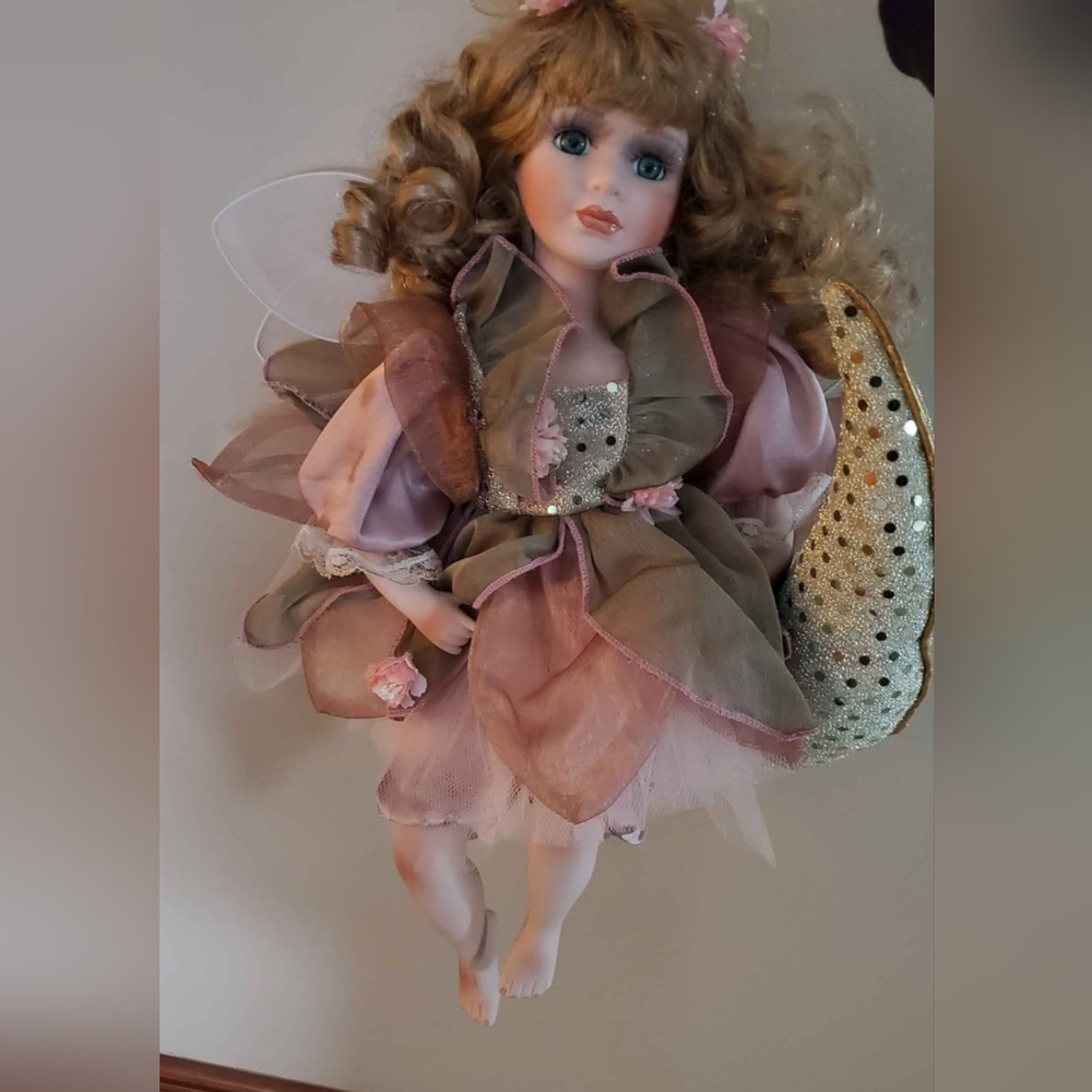 Elegant Fairy Doll with Pink and Gold Dress